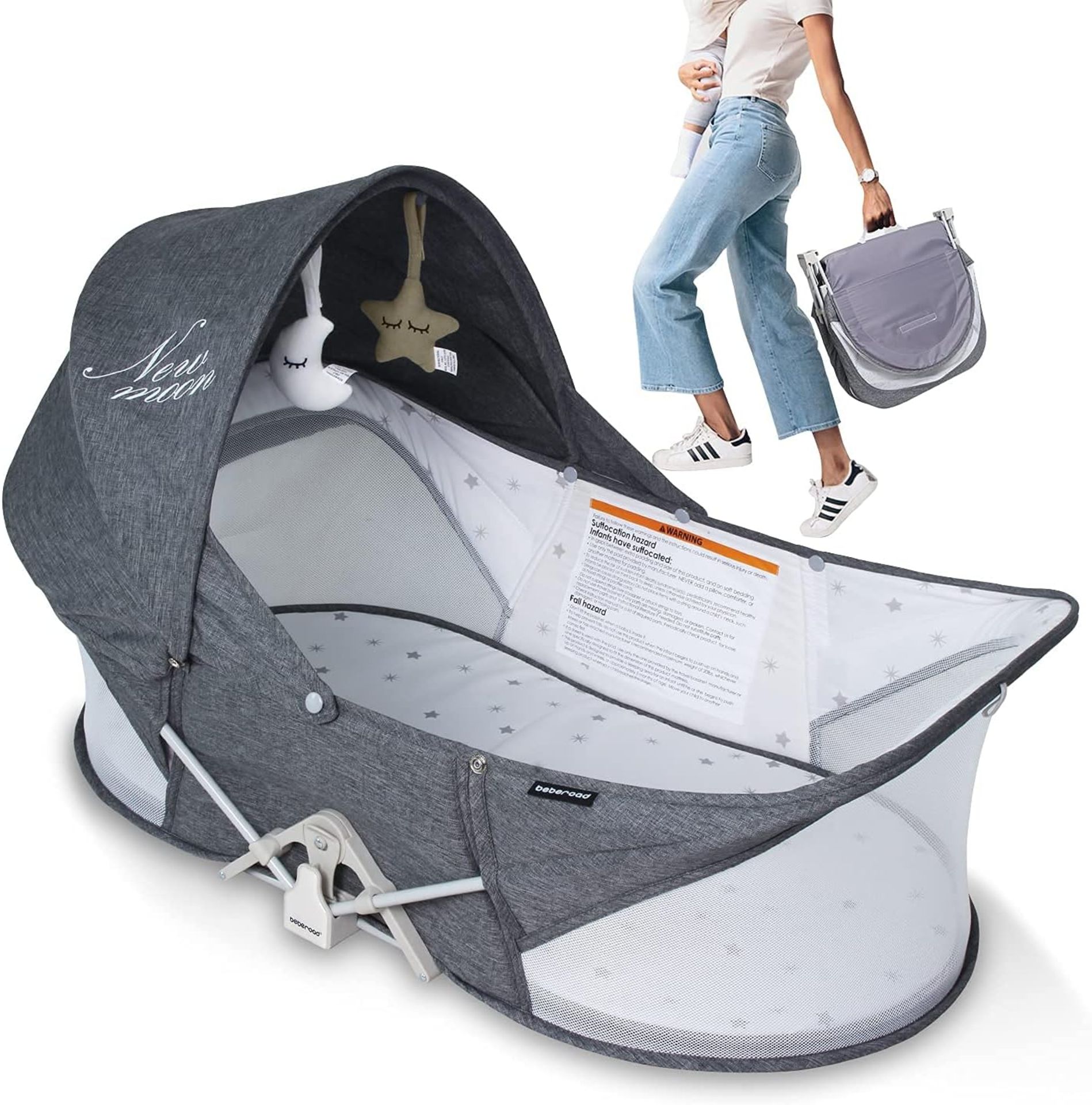 RRP £60.99 beberoad Portable Baby Bed Travel Bassinet Foldable Infant Crib