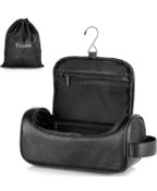 RRP £26 Set of 2 x Elviros Water Resistant PU Leather Toiletry Bag Travel Wash Bag