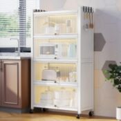 RRP £139.99 COVAODQ 5 Tier Kitchen Pantry Storage Cabinet Bread Rack Coffee Station Utility