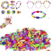 RRP £68 Set of 4 x BIGJIYU 485Pcs Pop Beads for Girls,Necklace Bracelet Jewellery Making Kit