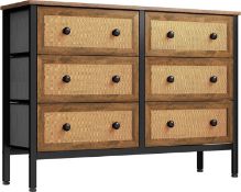 RRP £135.99 YITAHOME Chest of Drawers, Heavy Duty Rattan Woven 6-Drawer Dresser, Storage Organizer