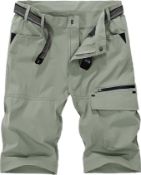 RRP £29.99 donhobo, Size 38, Mens Quick Dry Cargo Shorts Water Resistant Multi-Pockets Outdoor