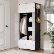 RRP £52.99 JOISCOPE Portable Wardrobe for Bedroom Foldable Wardrobe With Clothes Hanging Rails,