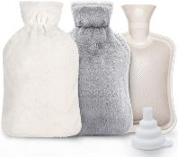 RRP £65 Set of 5 x Anstore 2 Litre Hot Water Bottle with Cover - Super Soft Fluffy Cover, Premium