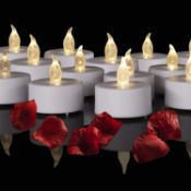 RRP £50 set of 5 x Battery Operated Flameless LED Tea Lights Candles 24-Pack Realistic Flickering