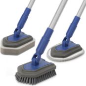 RRP £40 Set of 2 x Tub Tile Scrubber Extendable Long Handle147cm,3 in1 Shower Cleaning