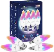 RRP £24.99 Enshine 4-Pack Smart Candle Bulb, E14 LED WiFi Light Bulbs, Compatible with Alexa and