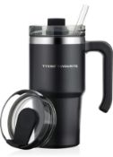 RRP £19.99 Olerd Thermal Cup & Travel Mug with Straw and Lid 600ml Vacuum Insulated Cup