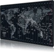 RRP £48 Set of 3 x Black World Map with Time Zone Mouse Mat Large XXL (900x400x3mm) Thick Extended