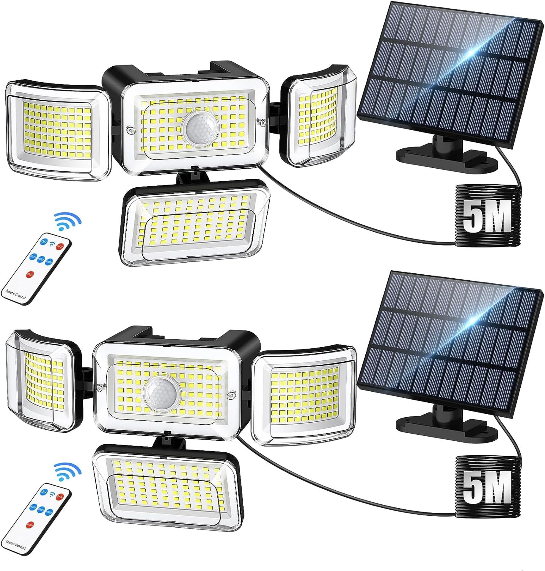 ZASUN Solar Lights (2 Pack) LED Solar Security Lights 4 Heads Solar Flood Lights Outdoor with