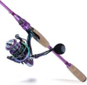 RRP £48.99 Sougayilang Fishing Rod Reel Combo, Carbon Fiber Protable 4-sections Spinning Fishing