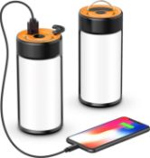 RRP £22.99 CT CAPETRONIX LED Camping Lights, 2-Pack Rechargeable Camping Lanterns Power Bank Water-