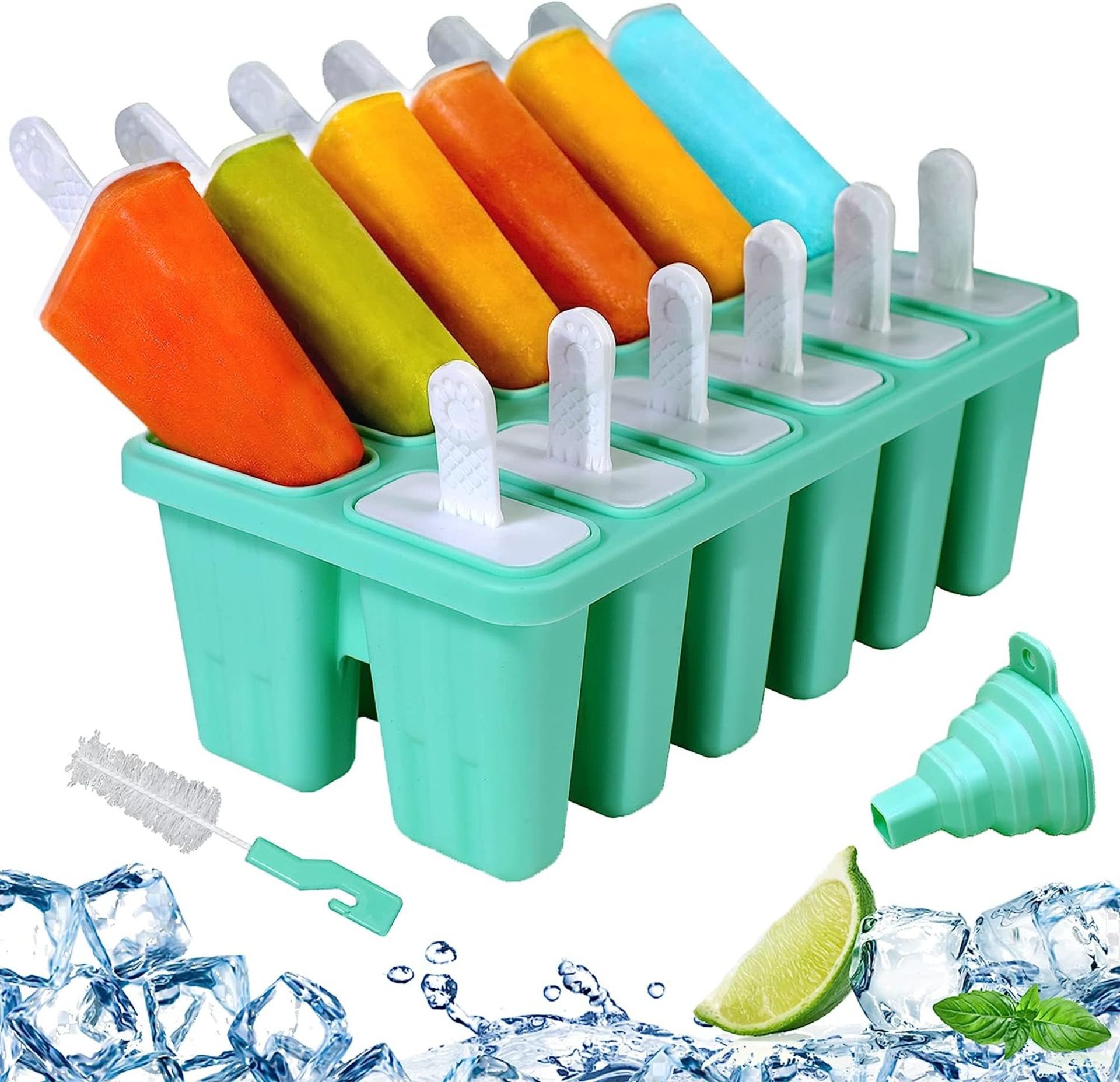 RRP £60 Set of 5 x Silicone Popsicle Molds, DIY Ice Pop Mould BPA Free Ice Cream Moulds 10-Cavity