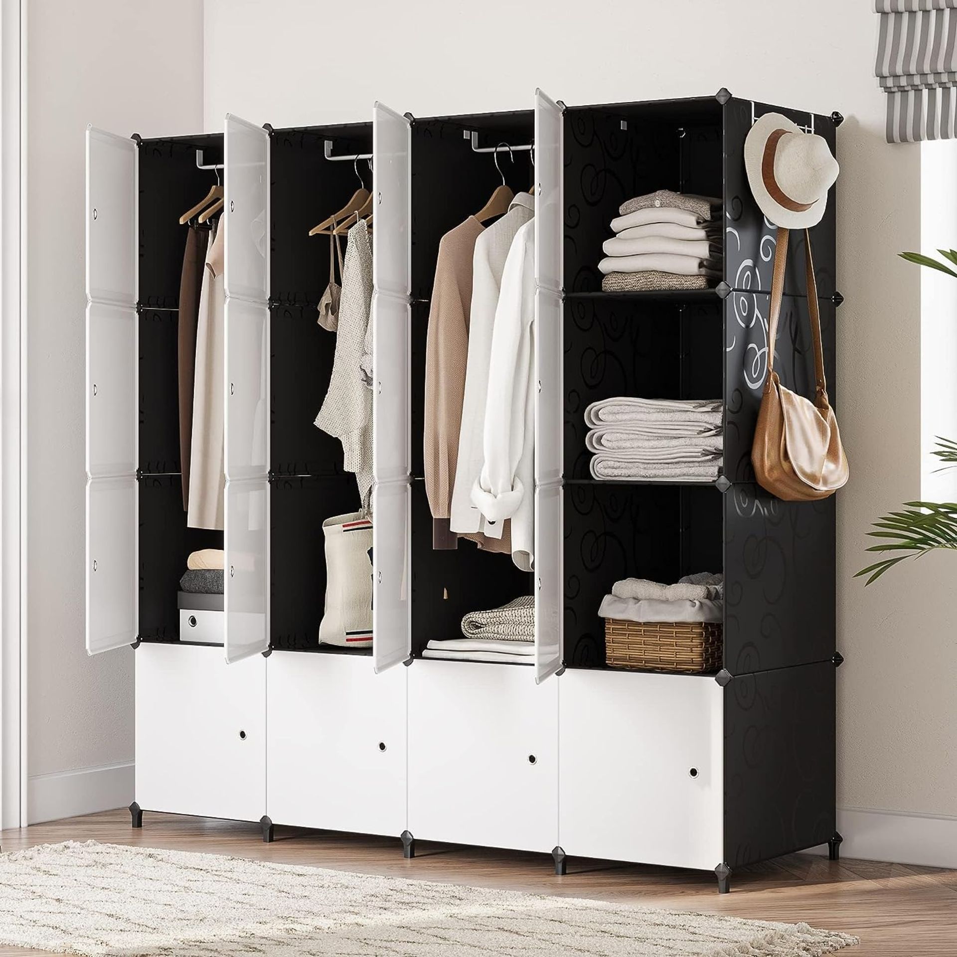 RRP £72.99 JOISCOPE Portable Wardrobe Foldable Wardrobe With Clothes Hanging Rails, Plastic