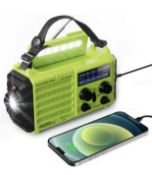 RRP £36.99 Mesqool Wind Up Radio, Hand Crank Solar Radio with Torch and Reading Lamp, 5000 mAh