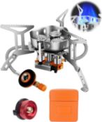 RRP £34 Set of 2 x Camping Gas Stove 5800W, Portable Outdoor Camping Furnace, Folding Wild Camp