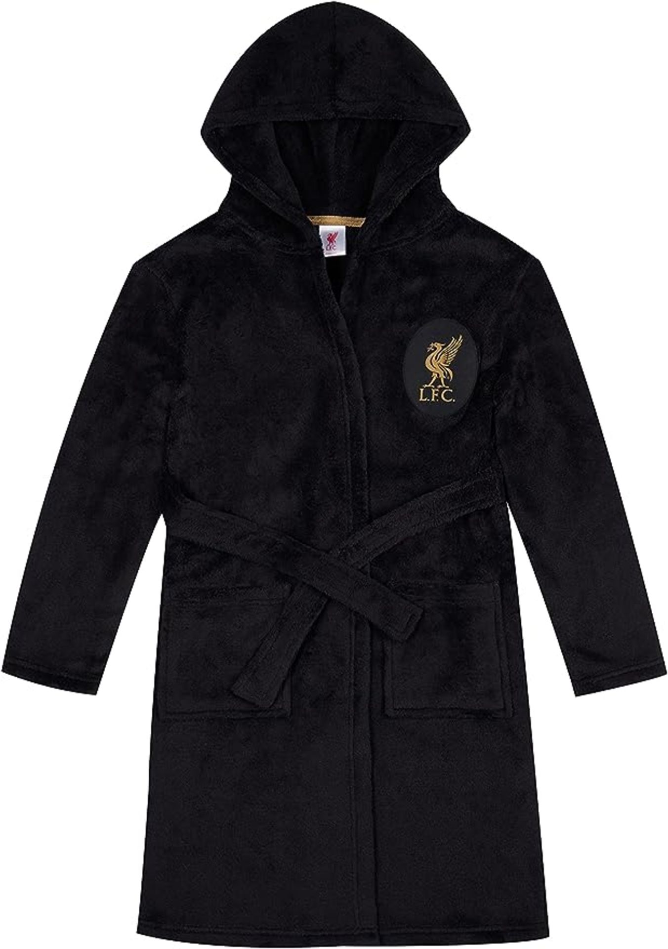 Liverpool F.C. Boys Official Black Gold Dressing Gown