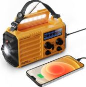 RRP £36.99 Mesqool Wind Up Radio, Hand Crank Solar Radio with Torch and Reading Lamp, 5000 mAh