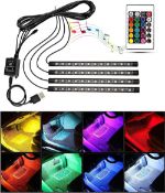 RRP £48 Set of 4 x Interior Car LED Light Strip Music Sound-activated and Remote Control 4 in1
