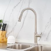 RRP £49.99 Plumbsys Kitchen Tap Brushed Stainless Steel High Arch Faucet Two Functions Sprayer