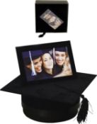 RRP £30 Set of 2 x Black Suede Graduation Hat/Box style 4" x 6" Frame