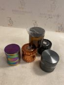 Set of 4 Herb Grinders and Storage Jar