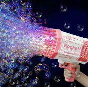 RRP £19.99 Bubble Machine Gun Blaster 69 Holes Rocket Bubble Gun with Thousands Bubbles and
