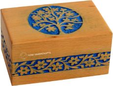RRP £175 Collection of 5 x Hind Handicrafts Wooden Box Funeral Cremation Urns for Human Ashes