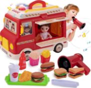 RRP £23.99 Tovol Zerky Food Truck Toy for Kids, Food and Doll Pretend Play Toy with Musical Voice