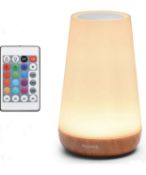 RRP £22.99 Auxmir Night Light LED Touch Bedside Table Lamp Remote Control RGB Light