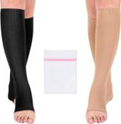 RRP £72 Set of 6 x Arqumi Compression Socks for Women & Men, 1 Pair Open Toe Flight Socks Athletic &