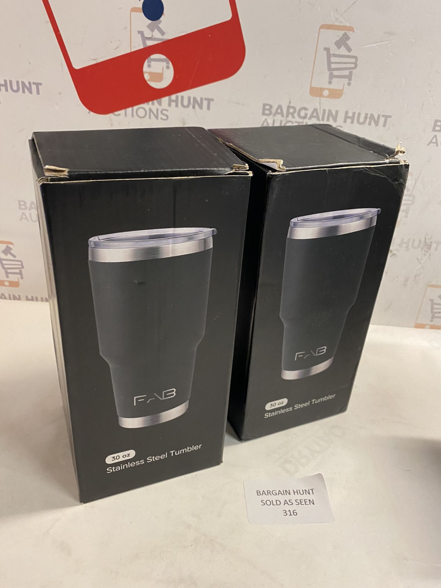 RRP £40 Set of 2 x FAB Tumbler - Beige Reusable 30oz(850ml) Stainless Steel Tumbler with Lid and - Image 2 of 2