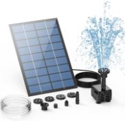 RRP £120 Set of 6 x AISITIN Solar Fountain Pump, 2.5W Solar Powered Water Pump Solar Panel Kit Water