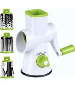 Igoo Rotary Cheese Grater Round Vegetable Mandoline Slicer with Stainless Steel Blades