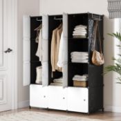 RRP £59.99 JOISCOPE Portable Wardrobe 12-Cube Bedroom Foldable With Clothes Hanging Rails
