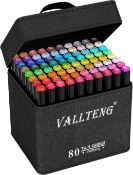 RRP £27.99 Vallteng 80 Colours Graphic Marker Pen,Artist Necessary Permanent Art Markers Twin Marker