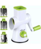 Igoo Rotary Cheese Grater Round Vegetable Mandoline Slicer with Stainless Steel Blades