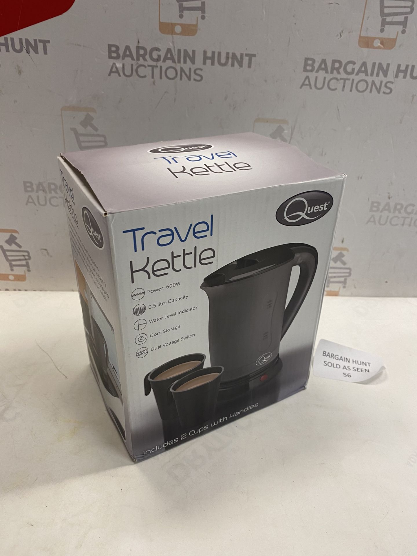 Quest 35690 Compact Travel Electric Kettle Dual Voltage, 0.5 litres, 600 Watt, Black - Image 2 of 2