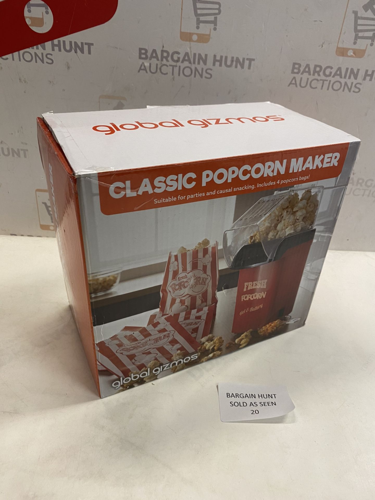 Global Gizmos Fat Free Hot Air Popcorn Maker, Red