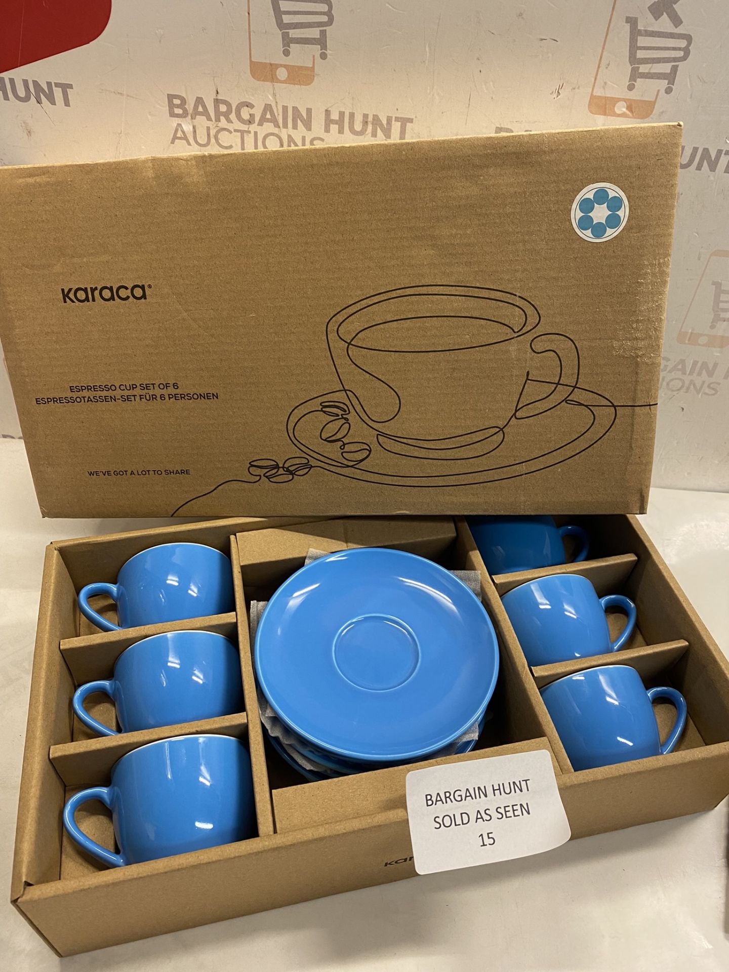 KARACA Sky Espresso Cups for 6 People, 80 ml, Sky, 6 x Espresso Cups and 6 x Saucers, Robust Mocha - Image 2 of 3