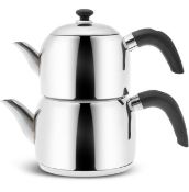 Karaca Edge Mini Induction Base Teapot Black Set Teapot 1 Litre + Teapot Lid Drinker 1.5 Litre