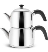 Karaca Edge Mini Induction Base Teapot Black Set Teapot 1 Litre + Teapot Lid Drinker 1.5 Litre