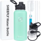 SHEEFLY Insulated Water Bottles with Straw-1 Litre Water Bottle Metal Water Bottles,BPA Free