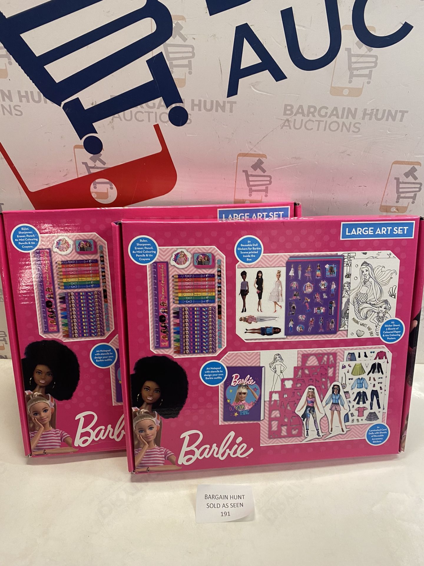 RRP £30 Set of 2 x Barbie Large Art Set, Large Stationery Set