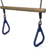 RRP £30 Set of 2 x HIKS® Kids Trapeze Bar with Blue Gym Rings