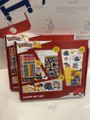 RRP £30 Set of 2 x Pokemon Large Art Set, Large Stationery Set
