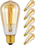 RRP £60 Set of 4 x Edison 6-Pack Light Bulbs - Vintage Style E27 Edison Screw Bulb Squirrel Cage -