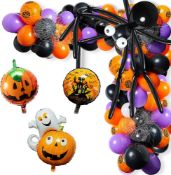 RRP £48 Set of 4 x 109Pcs Halloween Balloon Arch Garland Kit, Includes Spider Web, Black, Orange,