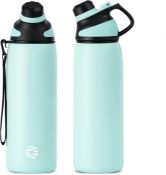 RP £36 Set of 2 x Fjbottle Stainless Steel Water Bottle 600ml and 800ml with Magnetic Lid, BPA