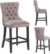 RRP £179.99 PS Global Adrianna Barstool, Comfortable and Stylish Fabric With Chrome Knockerback